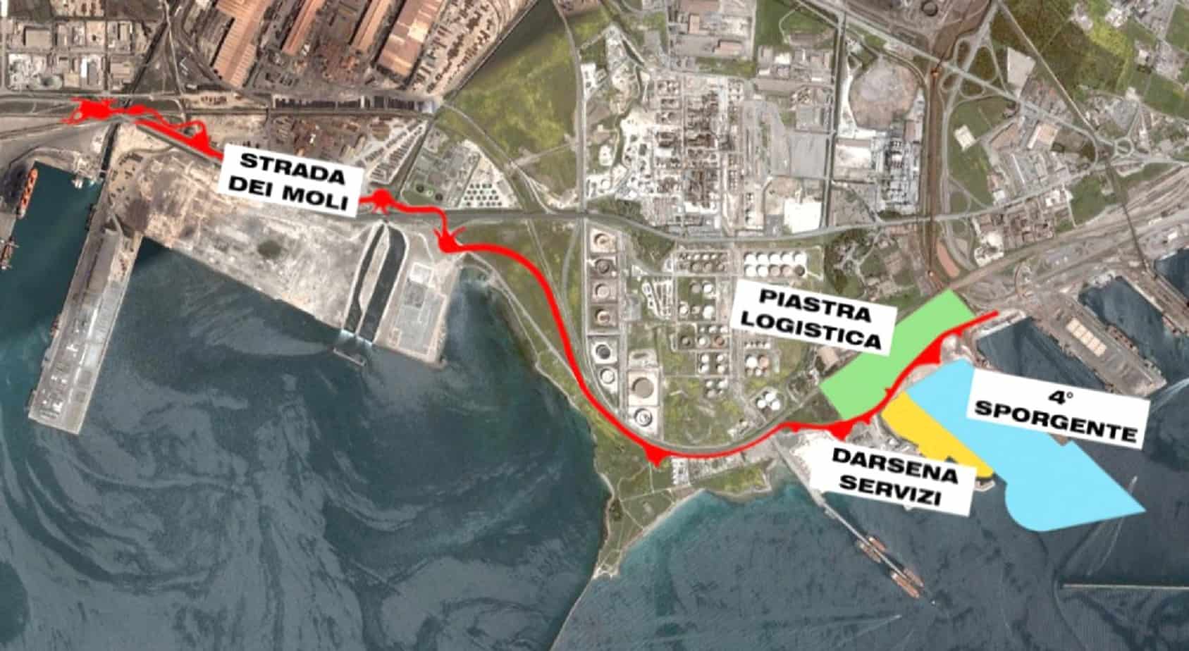 L’ubicazione delle opere che verranno realizzate al porto di Taranto