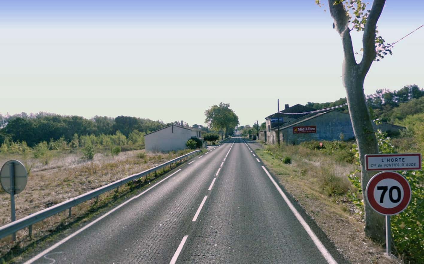 La strada dipartimentale 6113 nella località L’Horte a Trébes (Languedoc-Roussilion), ove spesso si registrano incidenti