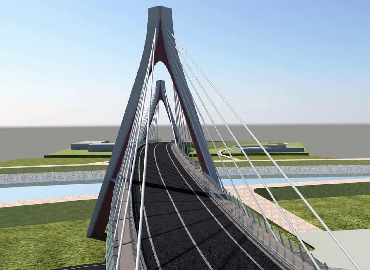 Un rendering frontale del nuovo ponte