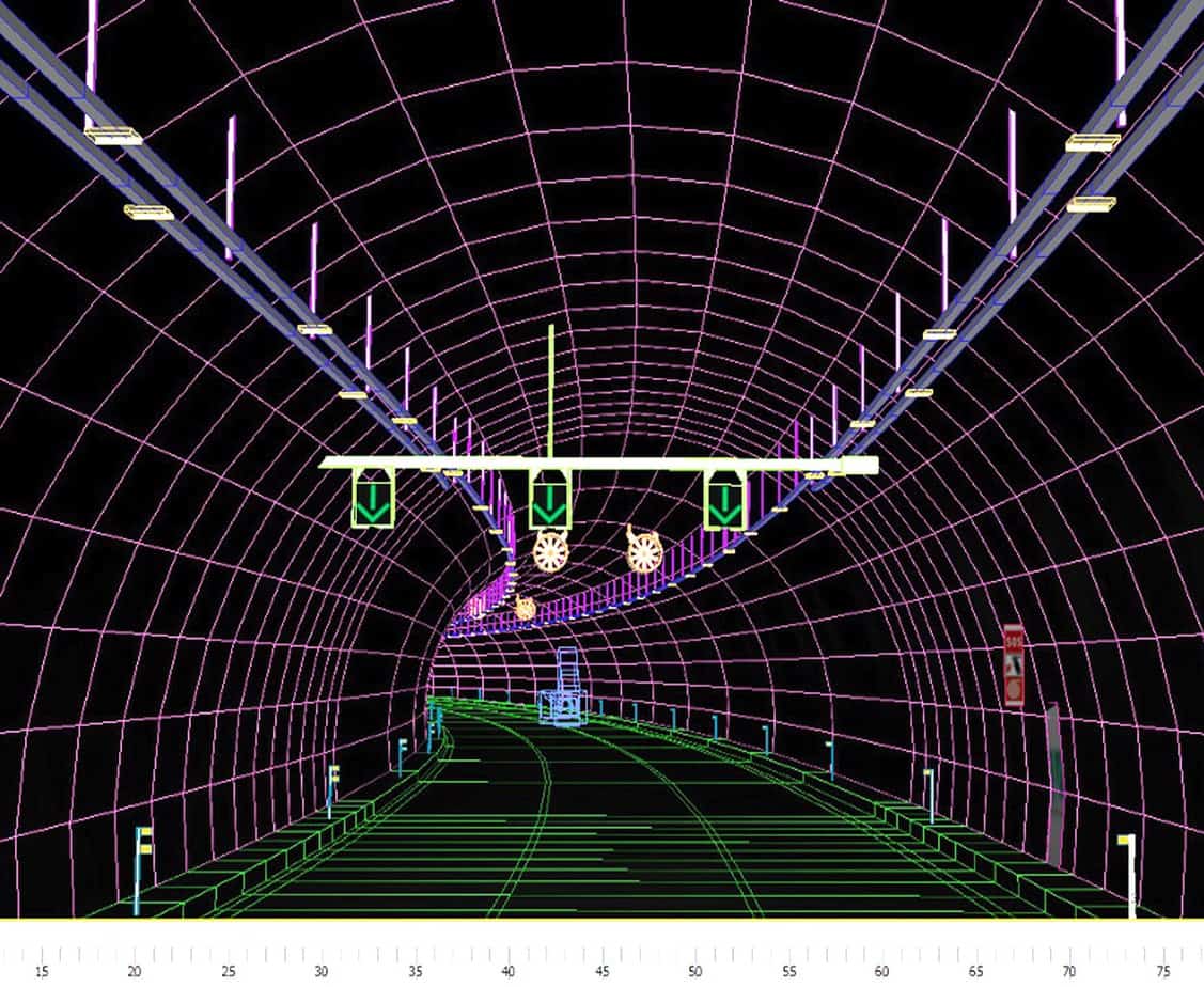 La rappresentazione in realtà virtuale della curva di luminanza stradale dell’imbocco della galleria Pozzolatico Sud