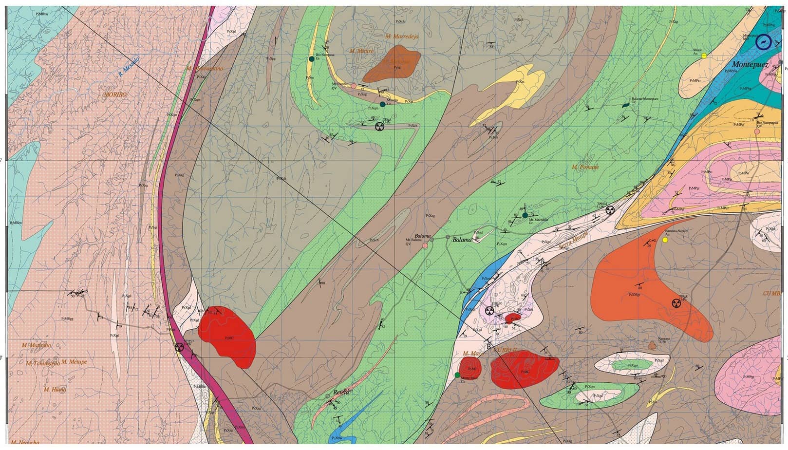 La carta geologica del progetto Montepuez-Ruaca Road