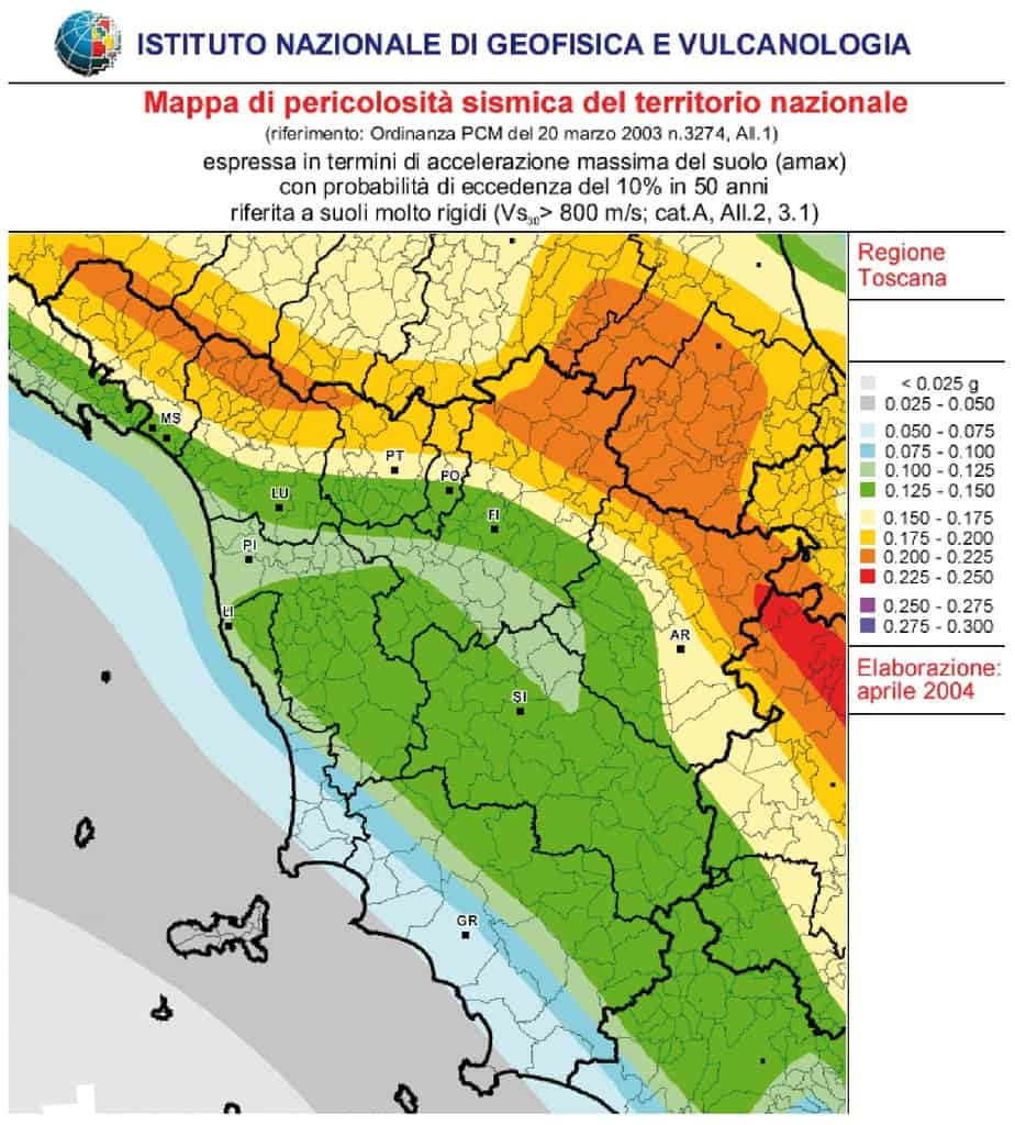 La mappa di pericolosità sismica (O.P.C.M.) 3519/2006