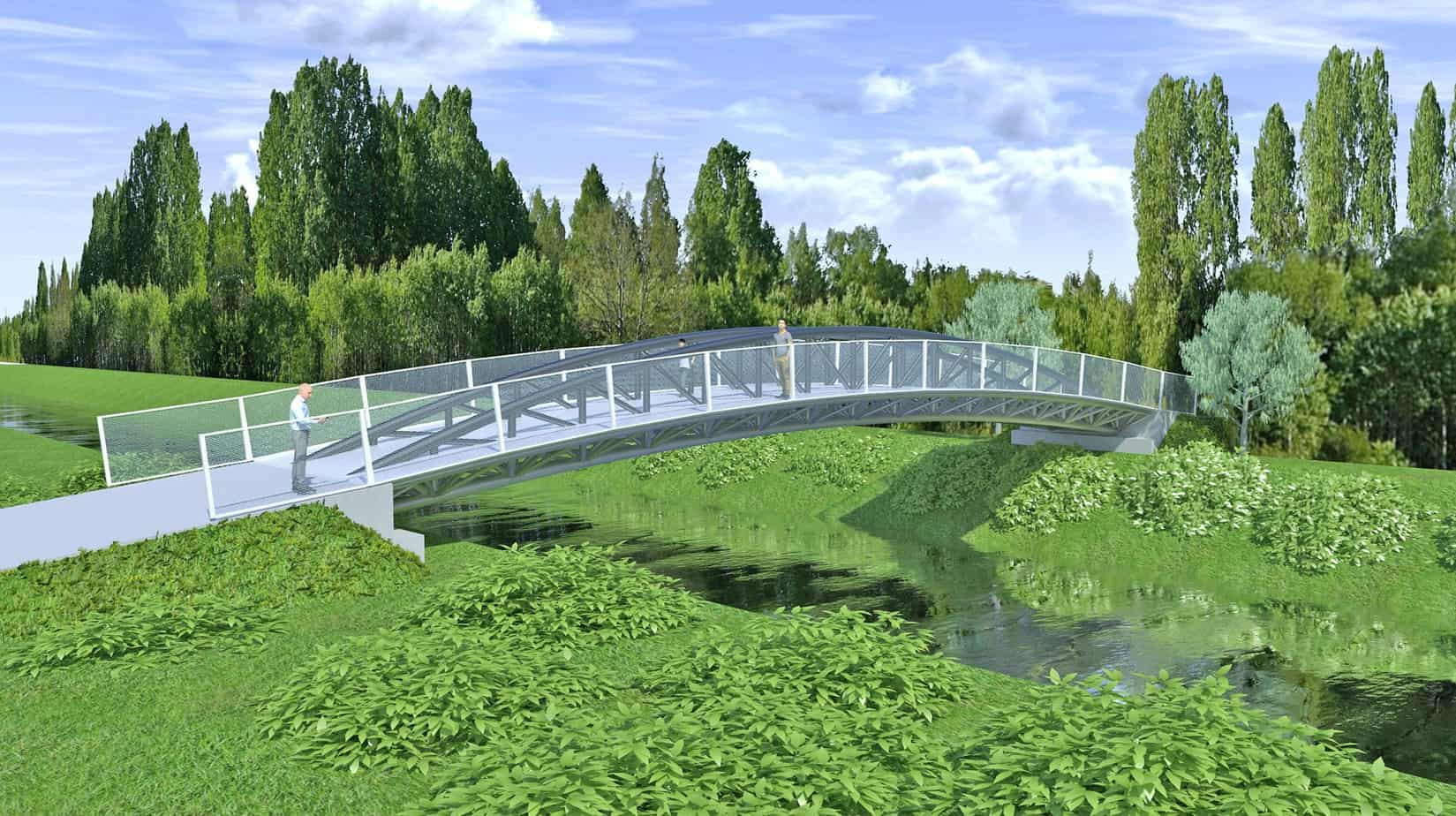 Un rendering di un ponte ciclopedonale
