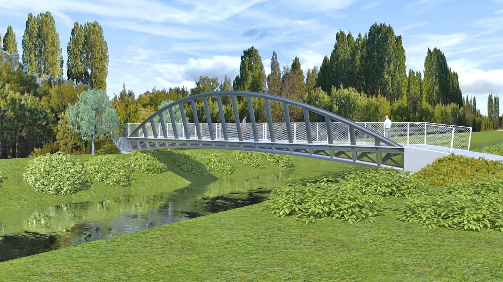 Un rendering del ponte pedonale ad arco