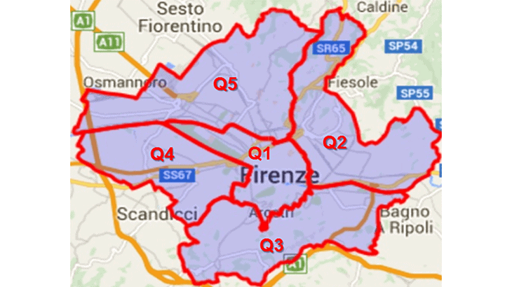 L’ubicazione delle criticità all’interno della rete stradale del Comune di Firenze