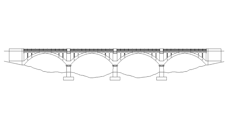 Lo schema strutturale del ponte sul fiume Gornalunga