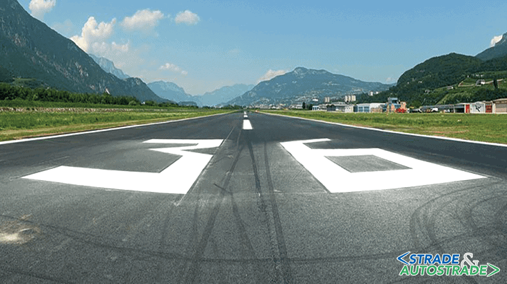 La pista dell’aeroporto di Trento-Mattarello “Gianni Caproni”, prima dell’intervento