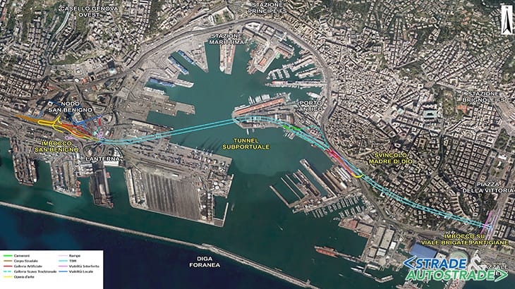Tracciato del tunnel subportuale di Genova